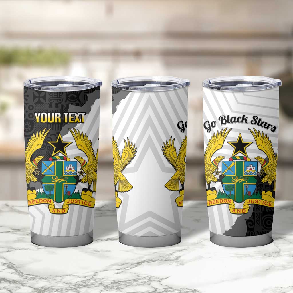 Custom Ghana Football Tumbler Cup 2026 Go Black Stars Black Adinkra Pattern - African Pride