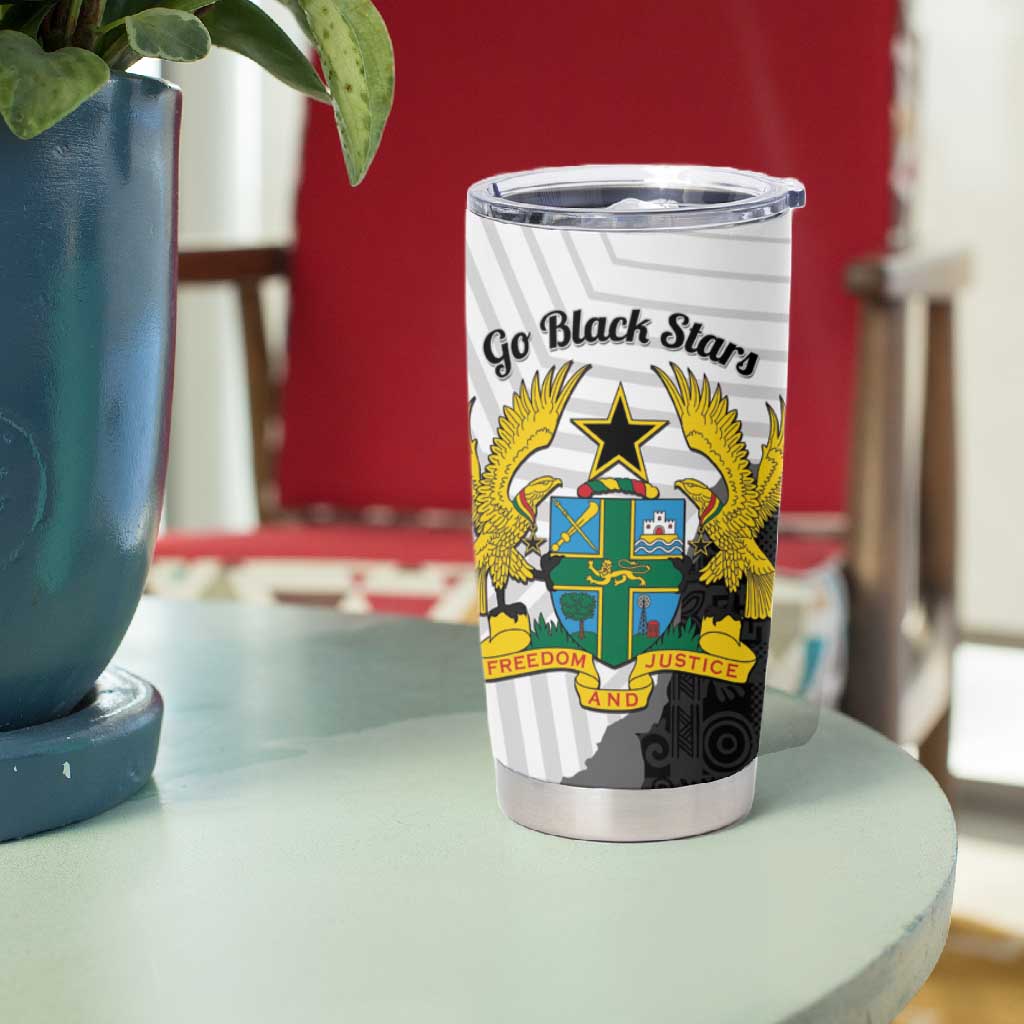 Custom Ghana Football Tumbler Cup 2026 Go Black Stars Black Adinkra Pattern - African Pride
