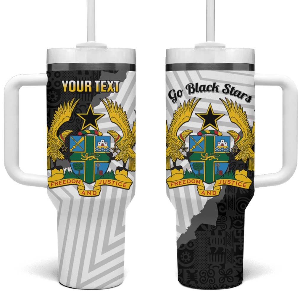 Custom Ghana Football Tumbler With Handle 2026 Go Black Stars Black Adinkra Pattern - African Pride