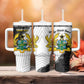Custom Ghana Football Tumbler With Handle 2026 Go Black Stars Black Adinkra Pattern - African Pride