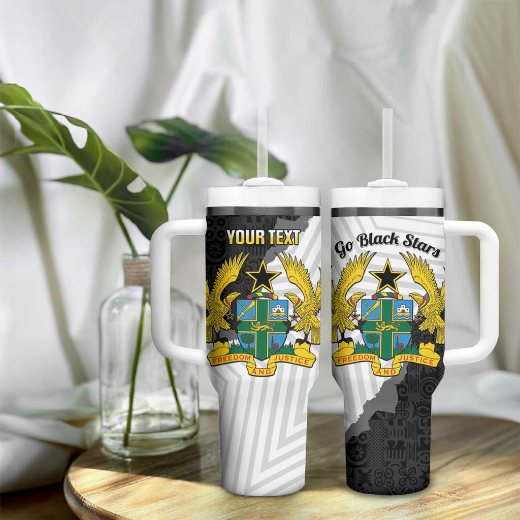 Custom Ghana Football Tumbler With Handle 2026 Go Black Stars Black Adinkra Pattern - African Pride