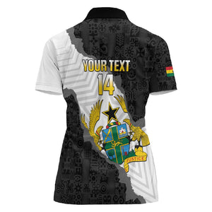 Custom Ghana Football Women Polo Shirt 2026 Go Black Stars Black Adinkra Pattern LT14
