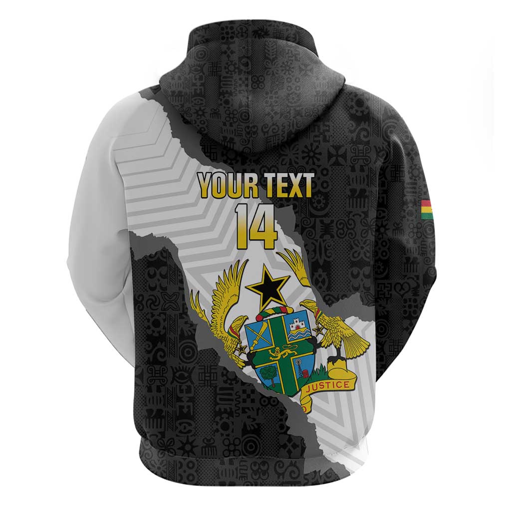 Custom Ghana Football Zip Hoodie 2026 Go Black Stars Black Adinkra Pattern - African Pride