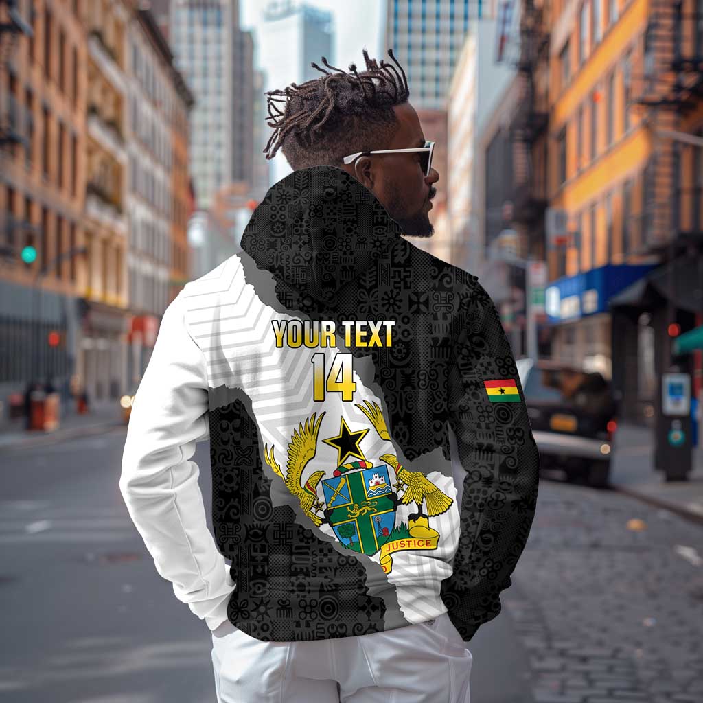 Custom Ghana Football Zip Hoodie 2026 Go Black Stars Black Adinkra Pattern - African Pride