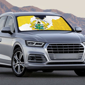 Custom Ghana Football Auto Sun Shade 2026 Go Black Stars Yellow Adinkra Pattern - African Pride