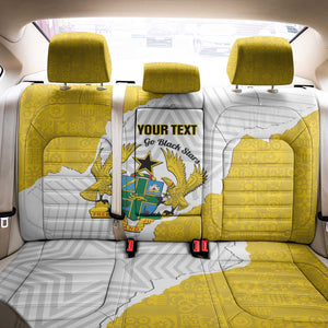 Custom Ghana Football Back Car Seat Cover 2026 Go Black Stars Yellow Adinkra Pattern - African Pride