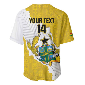Custom Ghana Football Baseball Jersey 2026 Go Black Stars Yellow Adinkra Pattern - African Pride