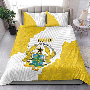 Custom Ghana Football Bedding Set 2026 Go Black Stars Yellow Adinkra Pattern - African Pride