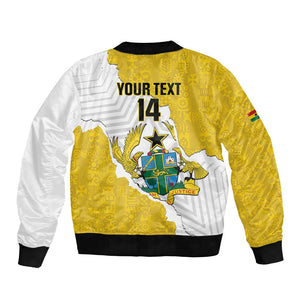 Custom Ghana Football Bomber Jacket 2026 Go Black Stars Yellow Adinkra Pattern - African Pride