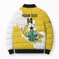 Custom Ghana Football Bomber Puffer Jacket 2026 Go Black Stars Yellow Adinkra Pattern - African Pride
