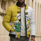 Custom Ghana Football Bomber Puffer Jacket 2026 Go Black Stars Yellow Adinkra Pattern - African Pride