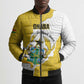 Custom Ghana Football Bomber Puffer Jacket 2026 Go Black Stars Yellow Adinkra Pattern - African Pride