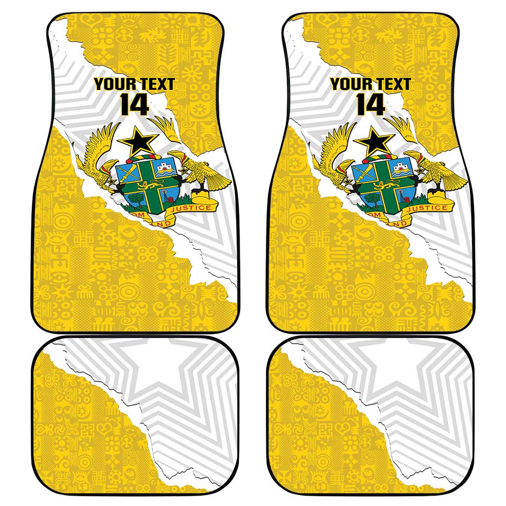 Custom Ghana Football Car Mats 2026 Go Black Stars Yellow Adinkra Pattern - African Pride