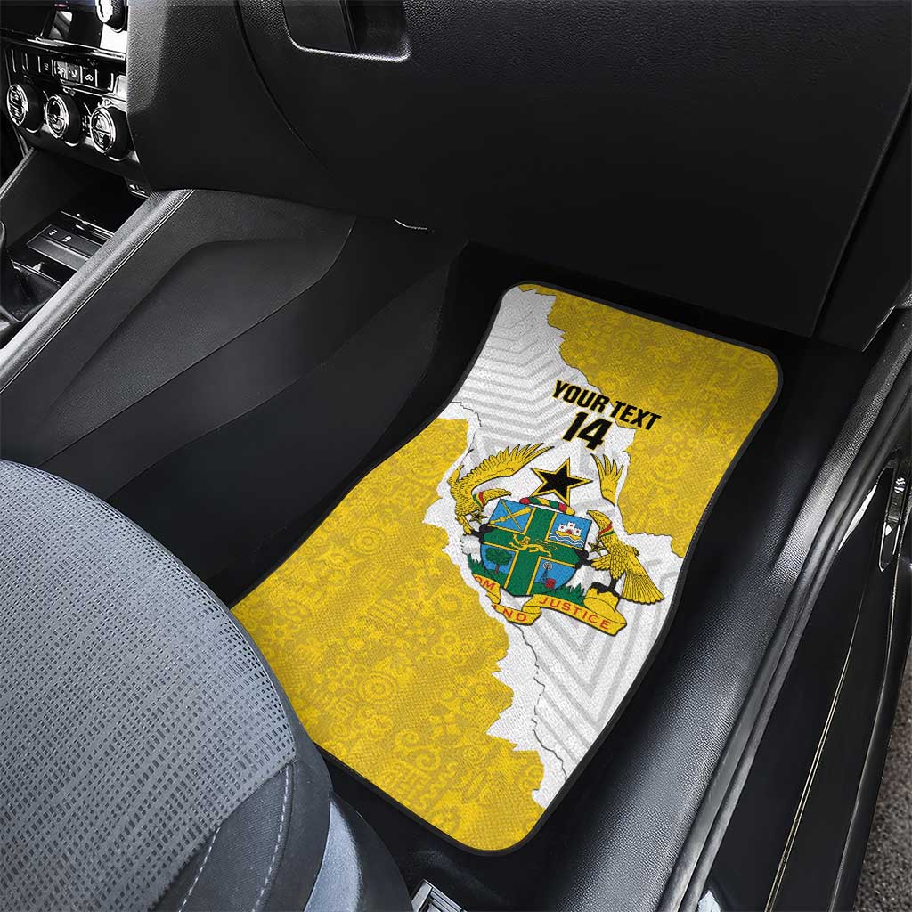 Custom Ghana Football Car Mats 2026 Go Black Stars Yellow Adinkra Pattern - African Pride