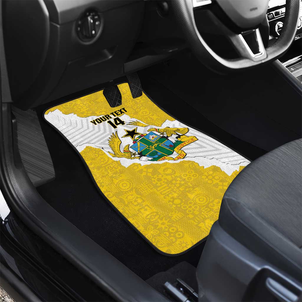 Custom Ghana Football Car Mats 2026 Go Black Stars Yellow Adinkra Pattern - African Pride