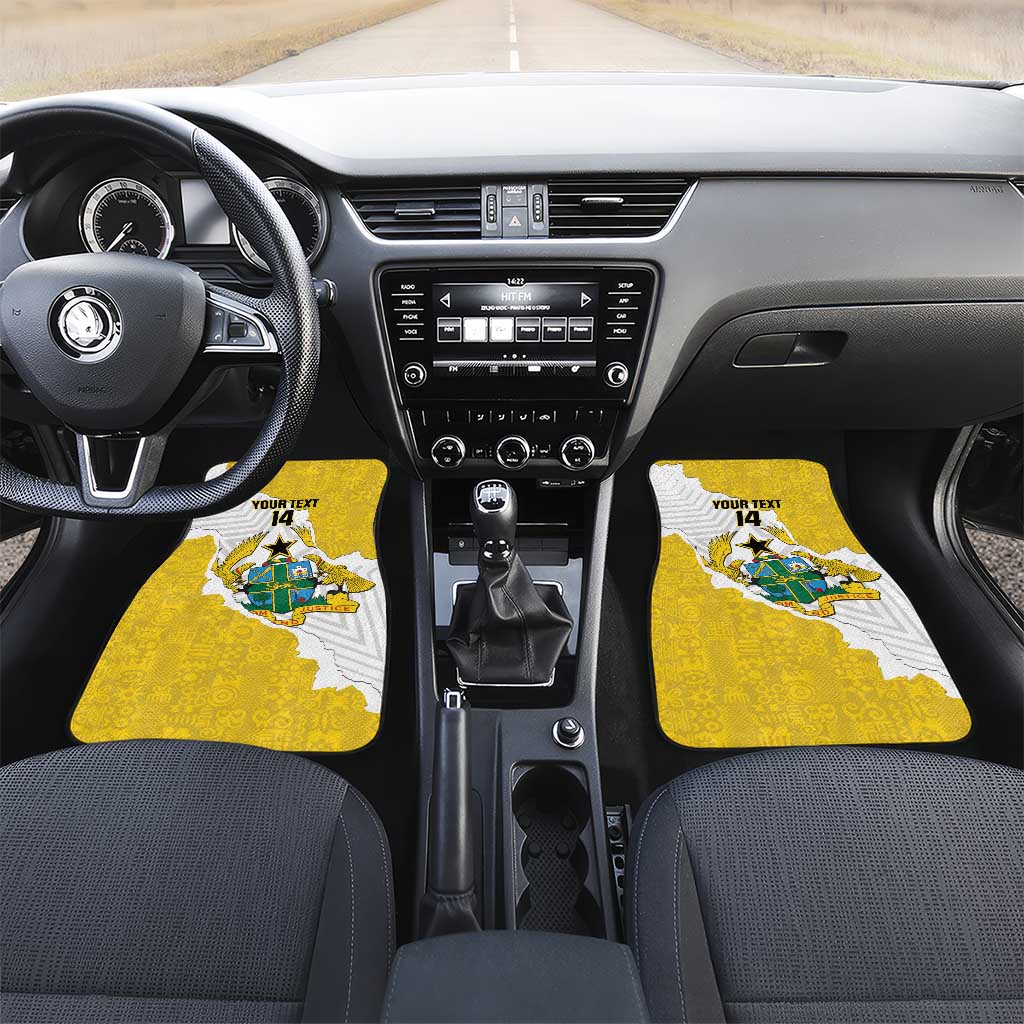 Custom Ghana Football Car Mats 2026 Go Black Stars Yellow Adinkra Pattern - African Pride