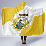 Custom Ghana Football Hooded Blanket 2026 Go Black Stars Yellow Adinkra Pattern - African Pride