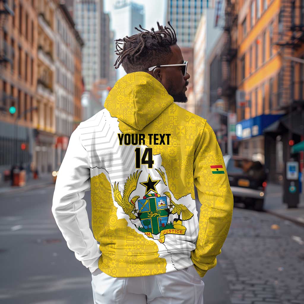 Custom Ghana Football Hoodie 2026 Go Black Stars Yellow Adinkra Pattern - African Pride