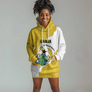Custom Ghana Football Hoodie Dress 2026 Go Black Stars Yellow Adinkra Pattern - African Pride