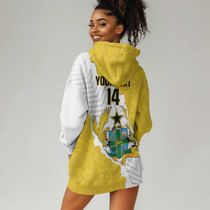 Custom Ghana Football Hoodie Dress 2026 Go Black Stars Yellow Adinkra Pattern - African Pride