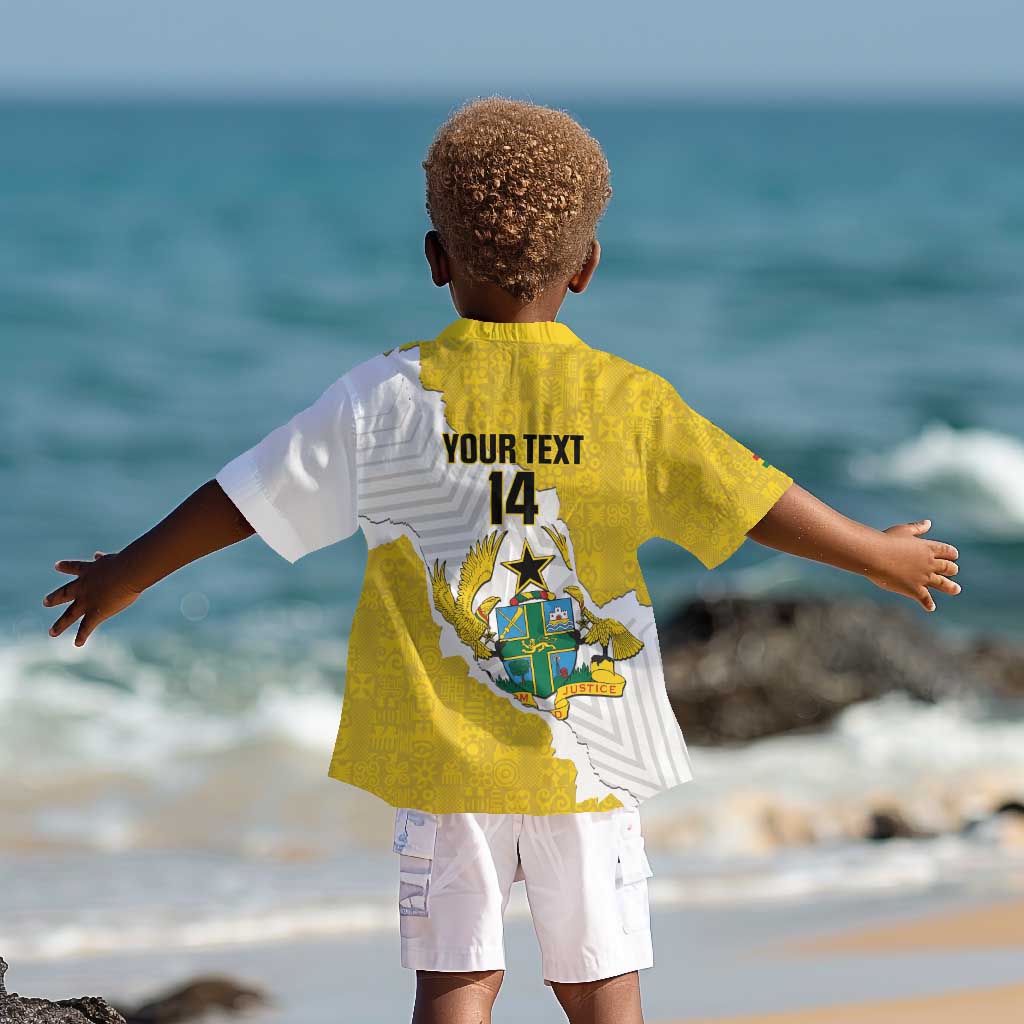 Custom Ghana Football Kid Hawaiian Shirt 2026 Go Black Stars Yellow Adinkra Pattern - African Pride