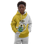 Custom Ghana Football Kid Hoodie 2026 Go Black Stars Yellow Adinkra Pattern - African Pride