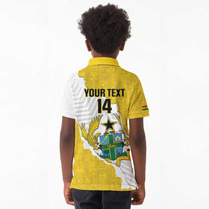 Custom Ghana Football Kid Polo Shirt 2026 Go Black Stars Yellow Adinkra Pattern - African Pride