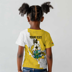 Custom Ghana Football Kid T shirt 2026 Go Black Stars Yellow Adinkra Pattern - African Pride
