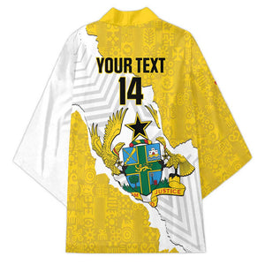 Custom Ghana Football Kimono 2026 Go Black Stars Yellow Adinkra Pattern - African Pride