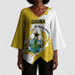 Custom Ghana Football Kimono Sleeve Blouse 2026 Go Black Stars Yellow Adinkra Pattern - African Pride