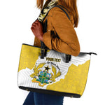 Custom Ghana Football Leather Tote Bag 2026 Go Black Stars Yellow Adinkra Pattern - African Pride
