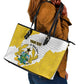 Custom Ghana Football Leather Tote Bag 2026 Go Black Stars Yellow Adinkra Pattern - African Pride