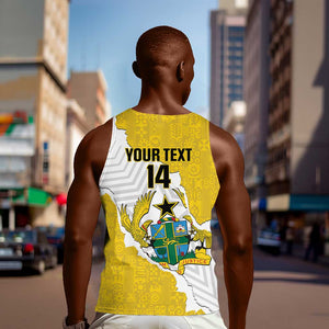 Custom Ghana Football Men Tank Top 2026 Go Black Stars Yellow Adinkra Pattern - African Pride