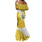 Custom Ghana Football Mermaid Dress 2026 Go Black Stars Yellow Adinkra Pattern - African Pride