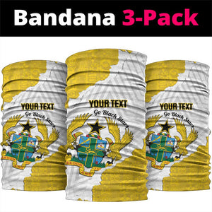 Custom Ghana Football Neck Gaiter 2026 Go Black Stars Yellow Adinkra Pattern - African Pride