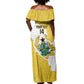 Custom Ghana Football Off Shoulder Maxi Dress 2026 Go Black Stars Yellow Adinkra Pattern - African Pride