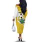 Custom Ghana Football Off The Shoulder Long Sleeve Dress 2026 Go Black Stars Yellow Adinkra Pattern - African Pride