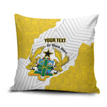 Custom Ghana Football Pillow Cover 2026 Go Black Stars Yellow Adinkra Pattern - African Pride