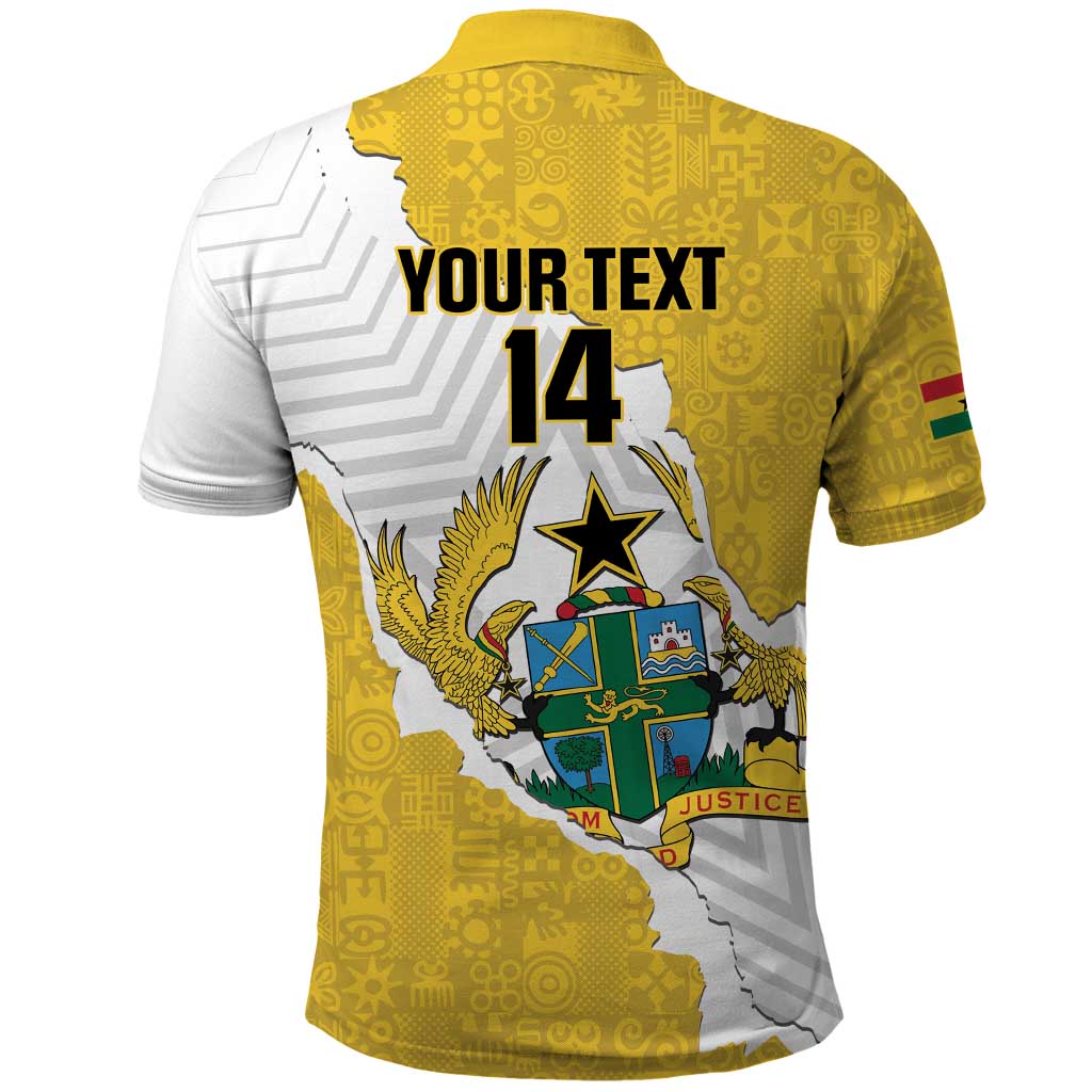 Custom Ghana Football Polo Shirt 2026 Go Black Stars Yellow Adinkra Pattern LT14