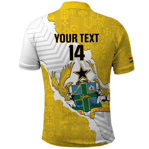 Custom Ghana Football Polo Shirt 2026 Go Black Stars Yellow Adinkra Pattern - African Pride