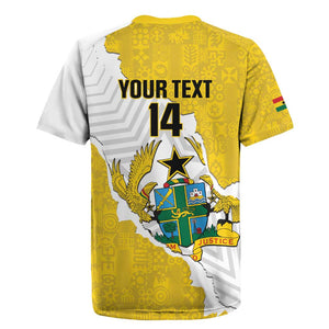 Custom Ghana Football Rugby Jersey 2026 Go Black Stars Yellow Adinkra Pattern - African Pride