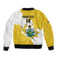 Custom Ghana Football Sleeve Zip Bomber Jacket 2026 Go Black Stars Yellow Adinkra Pattern - African Pride
