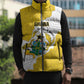 Custom Ghana Football Sleeveless Puffer Jacket 2026 Go Black Stars Yellow Adinkra Pattern - African Pride