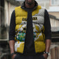 Custom Ghana Football Sleeveless Puffer Jacket 2026 Go Black Stars Yellow Adinkra Pattern - African Pride