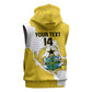 Custom Ghana Football Sleeveless Zip Hoodie 2026 Go Black Stars Yellow Adinkra Pattern - African Pride