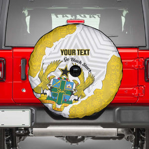 Custom Ghana Football Spare Tire Cover 2026 Go Black Stars Yellow Adinkra Pattern - African Pride