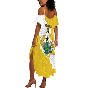 Custom Ghana Football Summer Maxi Dress 2026 Go Black Stars Yellow Adinkra Pattern - African Pride