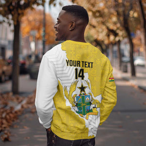 Custom Ghana Football Sweatshirt 2026 Go Black Stars Yellow Adinkra Pattern - African Pride