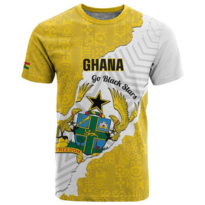 Custom Ghana Football T shirt 2026 Go Black Stars Yellow Adinkra Pattern - African Pride