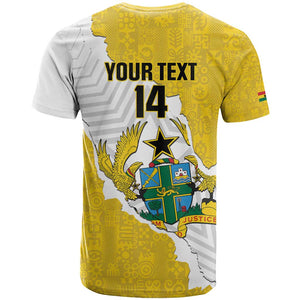 Custom Ghana Football T shirt 2026 Go Black Stars Yellow Adinkra Pattern - African Pride